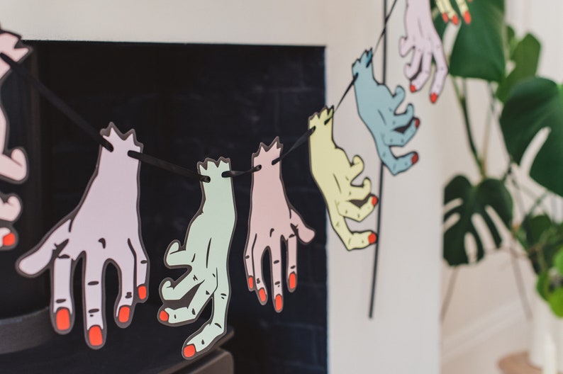 Severed hand garland Spooky Party Pastel Goth Horror Geek image 9
