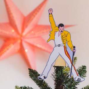 Freddie Tree Topper, Gift for music fans, alternative decor, bohemian rhapsody, queen, gay christmas image 2