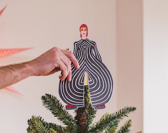 Starman Tree Topper, stranezza spaziale, Regalo per gli appassionati di musica, arredamento alternativo, Ziggy Stardust, Aladdin Sane