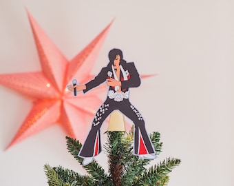 Vegas Impersonator Tree Topper, Gift for music fans,  Vegas, Kitsch Christmas Decor