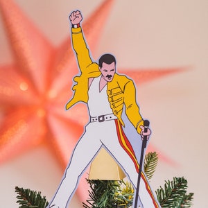 Freddie Tree Topper, Gift for music fans, alternative decor, bohemian rhapsody, queen, gay christmas image 4