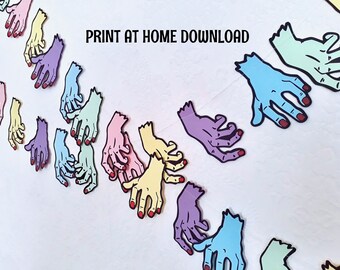 Print at Home Severed hand garland, Digital download, Printable Party decor, Pastel Halloween, rainbow Halloween, quarantine halloween