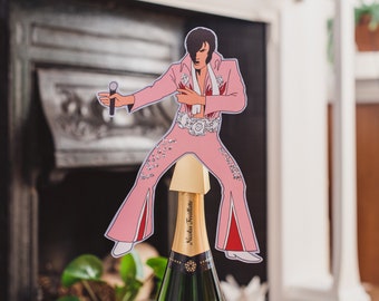 Print at home! Vegas Impersonator Bottle Topper/Christmas Card, Christmas Card, Music Fan Gift