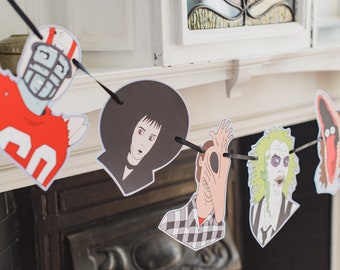 80s Movie Character Garland: Retro Halloween Party Decor (Digital Download)
