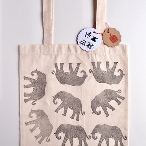 100% Cotton Handprinted Tote Bag: Choose Your Pattern image 3