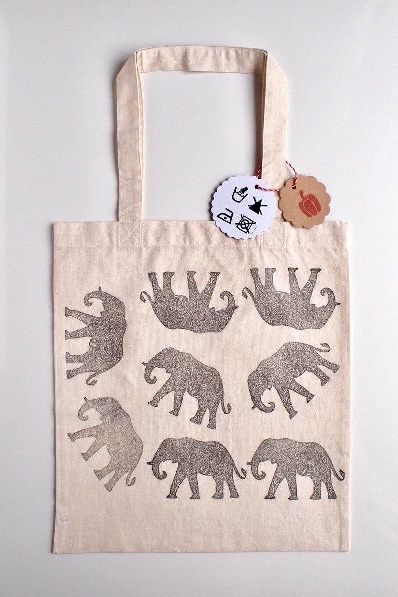 100% Cotton Handprinted Tote Bag: Choose Your Pattern image 3