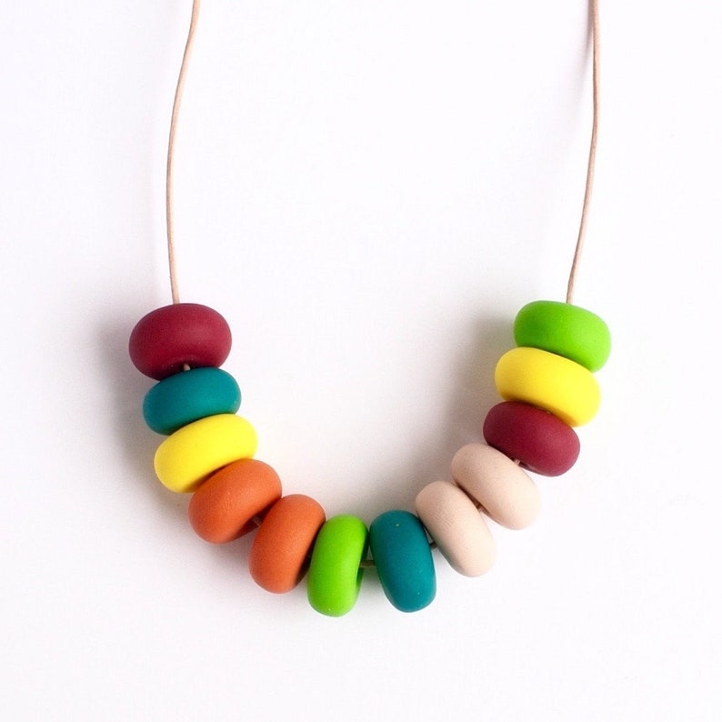 Joie de vivre Handmade Clay Necklaces Mixed Colors Wearable Art Jewelry Unique Design Style 3