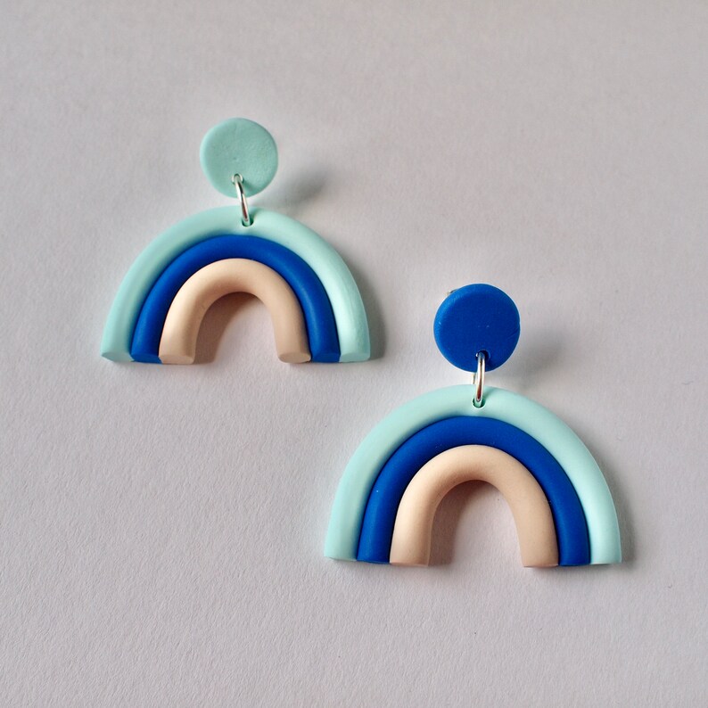 Handmade Polymer Clay Earrings Boho Earrings Rainbow Etsy