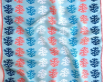 Year of Coral (with coral edges) - Hand Illustrated 100% Silk Scarf