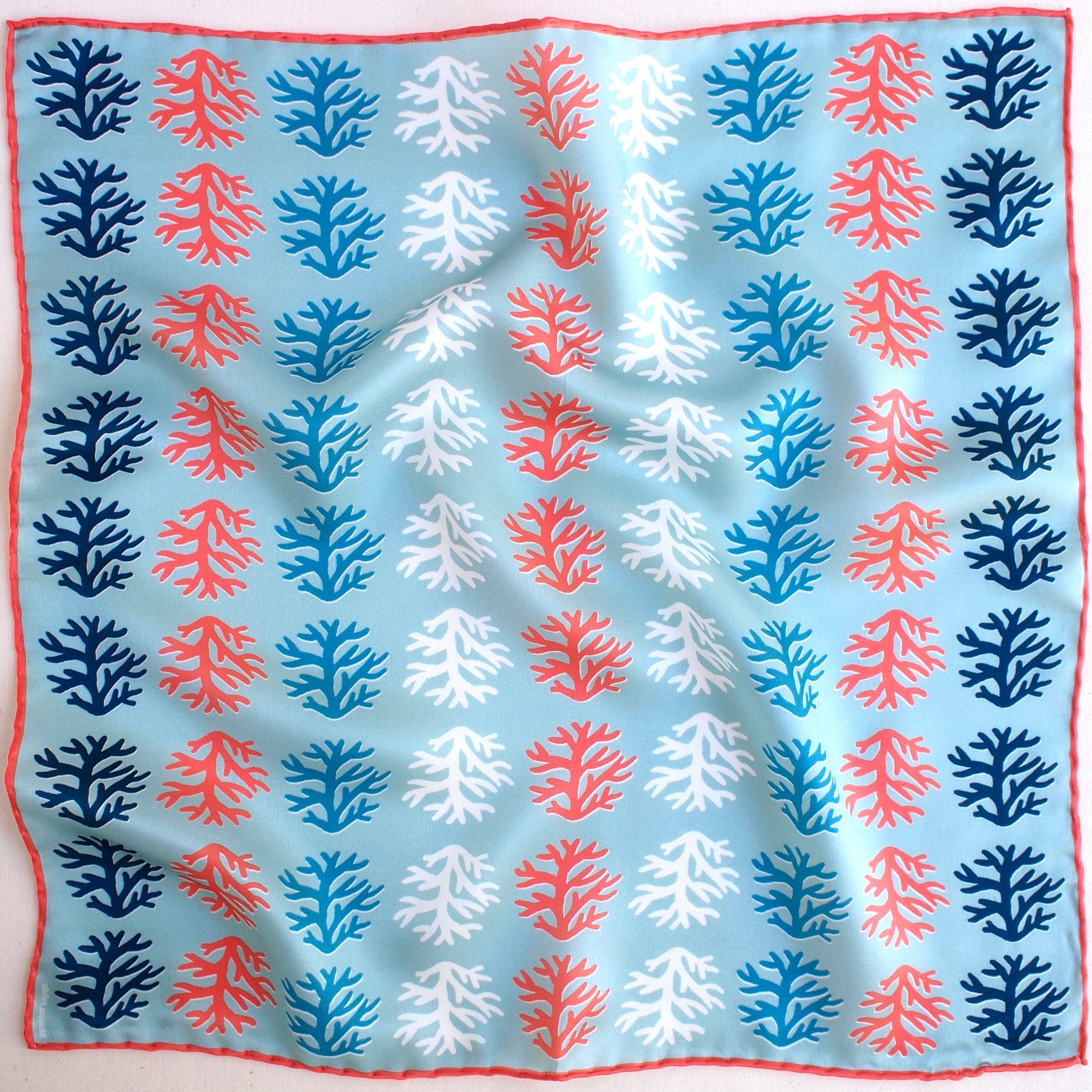 Year of Coral with Coral Edges Hand Illustrated 100% Silk - Etsy