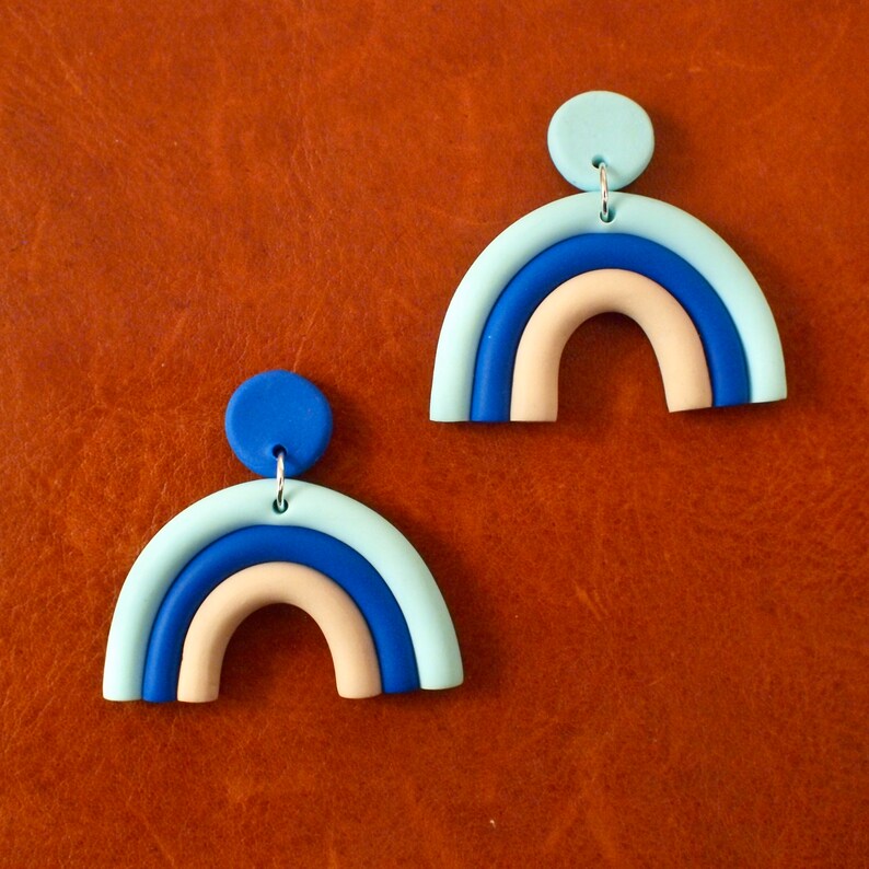 Handmade Polymer Clay Earrings Boho Earrings Rainbow Etsy