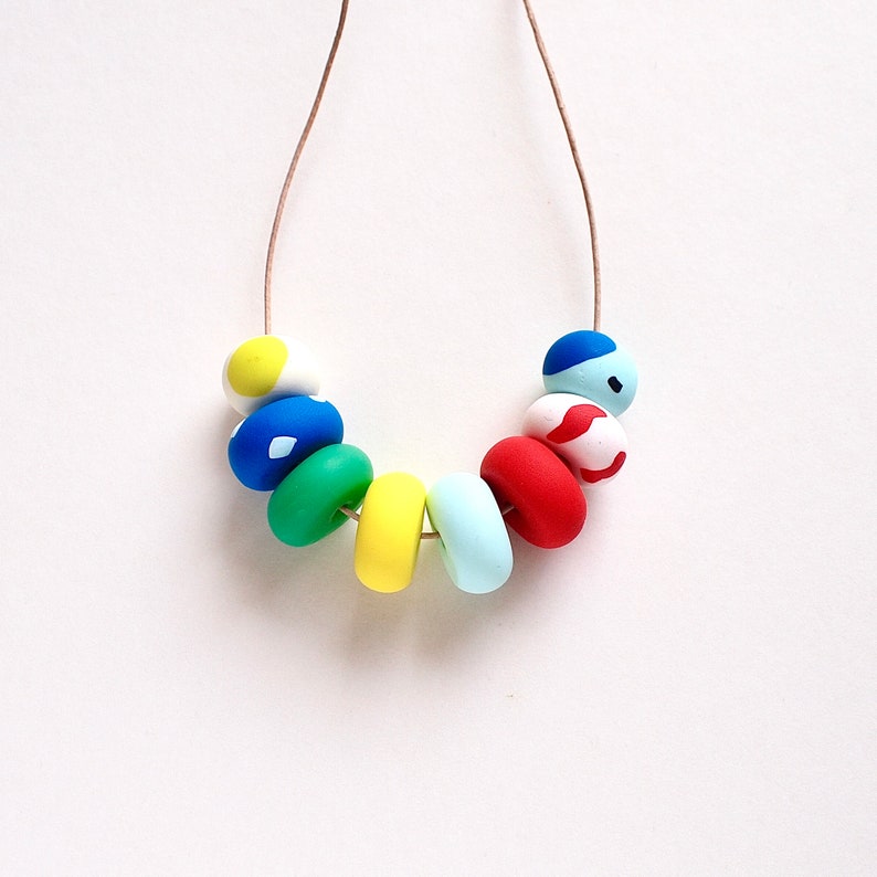 Joie de vivre Handmade Clay Necklaces Mixed Colors Wearable Art Jewelry Unique Design Style 1