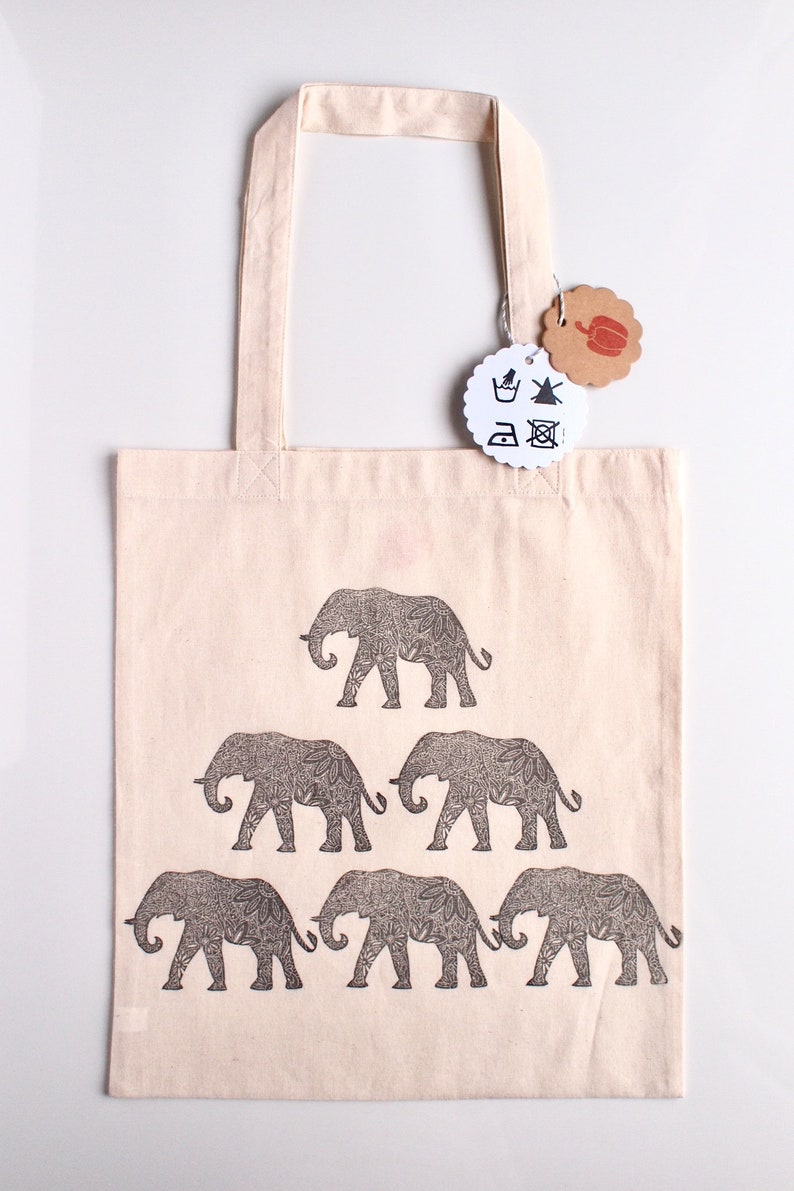 100% Cotton Handprinted Tote Bag: Choose Your Pattern image 2