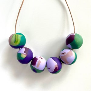 Joie de vivre Handmade Clay Necklaces Mixed Colors Wearable Art Jewelry Unique Design Style 9