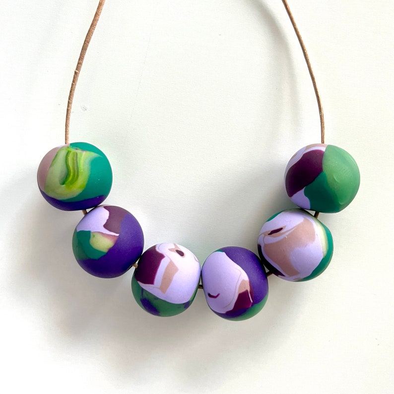 Joie de vivre Handmade Clay Necklaces Mixed Colors Wearable Art Jewelry Unique Design Style 9