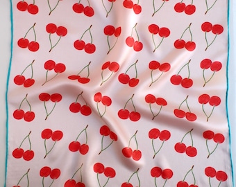 Cherry Cherry Lady - Hand Illustrated 100% Silk or Cotton Scarf