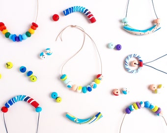 Joie de vivre - Handmade Clay Necklaces - Mixed Colors - Wearable Art - Jewelry - Unique Design