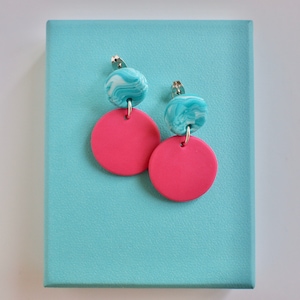 Handmade Polymer Clay Earrings - Statement Earrings - With Nickel-free Silver Brass Stud - Wearable Art - Jewelry