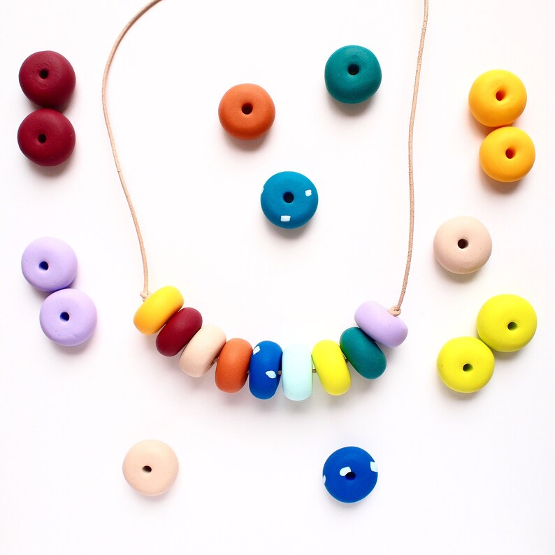 Joie de vivre Handmade Clay Necklaces Mixed Colors Wearable Art Jewelry Unique Design Style 2