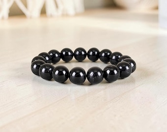 Schwarzer Turmalin Perlenarmband – Schutz, Erdung, und Heilung Kristallschmuck