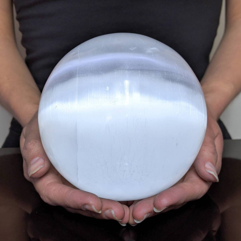 Selenite XXL Sphere 4.5-5 Meditation Satin Spar Crystal Ball Healing Gypsum Reiki Spiritual Crown Chakra Decor Decorating