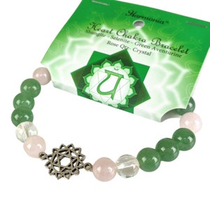 Heart Chakra Bracelet Stretch Rose Quartz Aventurine Shungite Selenite Jewelry Crystal Polished Beaded Stones Fashion