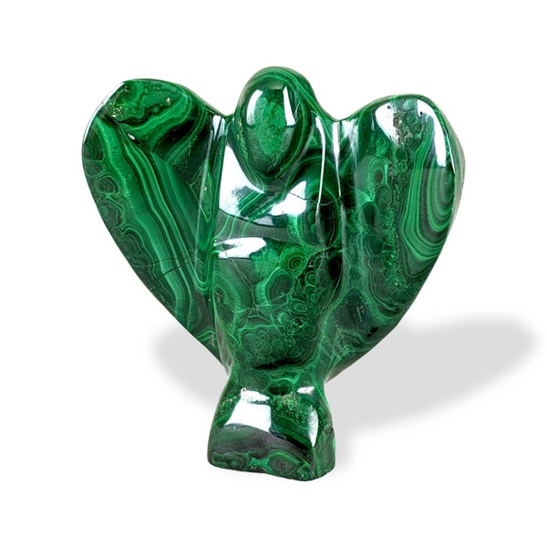 Green Malachite Angel Self Standing 2.5" Crystal Polished Statue Carving South Africa