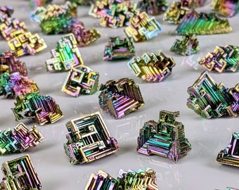 Bismuth (5 Pcs) Crystals Rainbow Wire Wrapping Lab Grown Minerals Rocks Metal - Jewelry Size