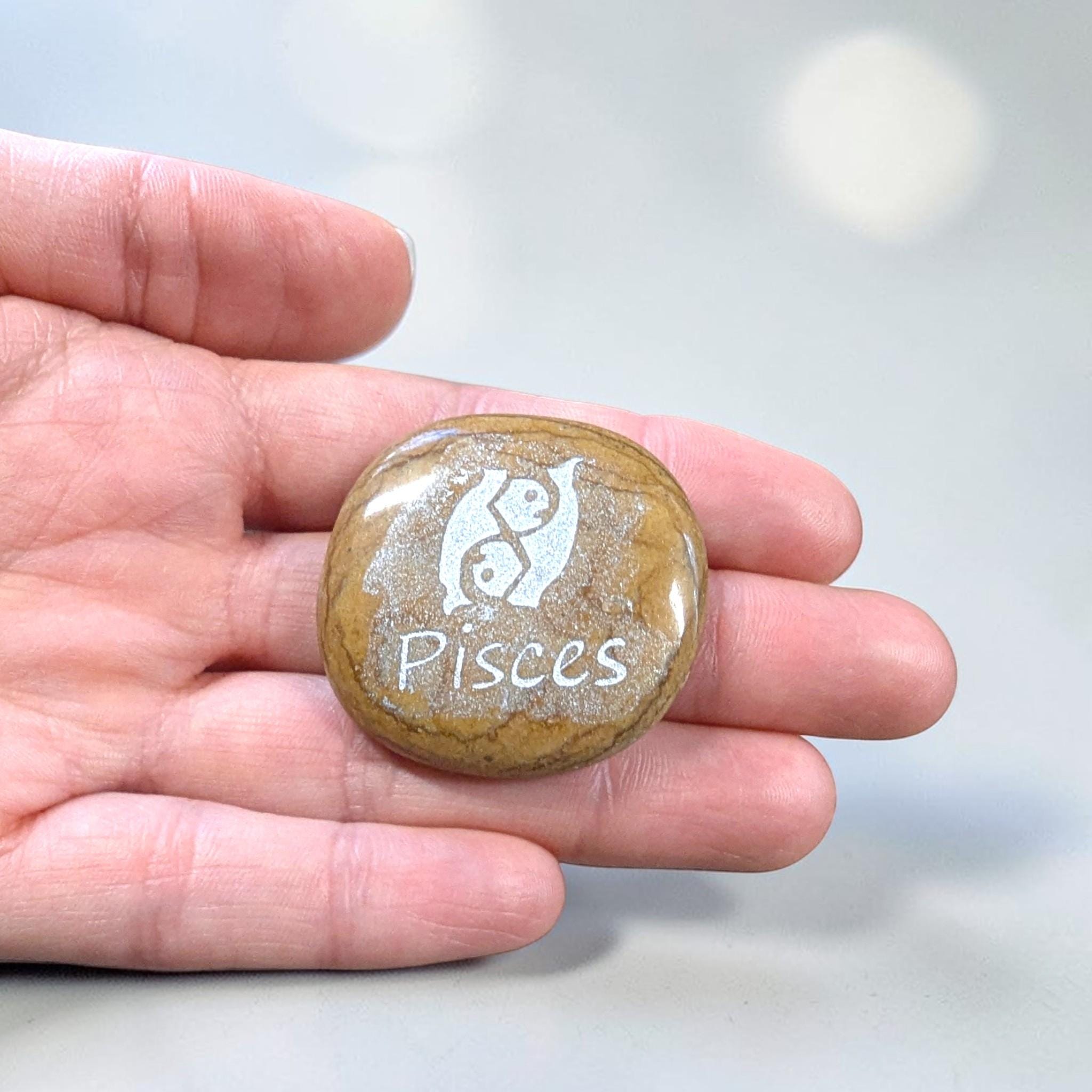 Engraved Zodiac Crystal Stone | Choose Your Sign or Full Set - Etsy