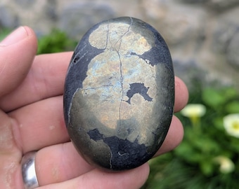 Apache Gold Pyrite Palm Stone: Polished Chalcopyrite Worry Stone