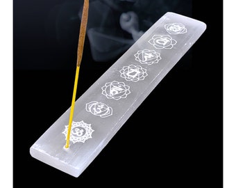 White Selenite Polished Chakra Incense Burning Plate crystal Decor Specimen