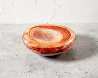Polierte Karneol Steinschale • Orange Achat Schmuckhalter, Altar Schale (13 cm)
