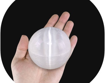 Gorgeous White Selenite Sphere Hand Polished Crystal Ball Decor Minerals Satin Spar - Morocco