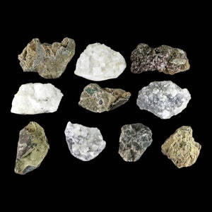 Zeolite Crystal Specimens (10 Pc) Druze Display Rocks Minerals Apophyllite Julgoldite Wholesale Variety Lot