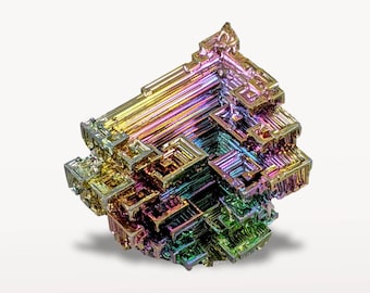 Lg Rainbow Bismuth Crystal Cluster Lab-Grown Mineral Specimen
