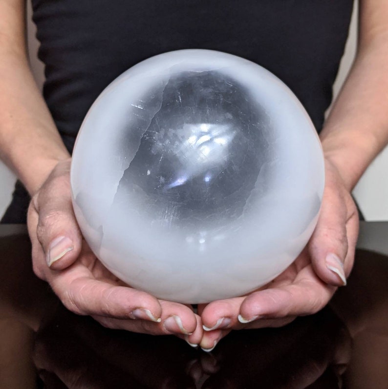 Selenite XXL Sphere 4.5-5 Meditation Satin Spar Crystal Ball Healing Gypsum Reiki Spiritual Crown Chakra Decor Decorating