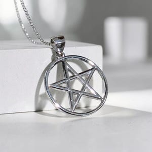 Sterling Silver Pentacle Pendant – Wiccan Pagan Necklace, Spiritual Jewelry