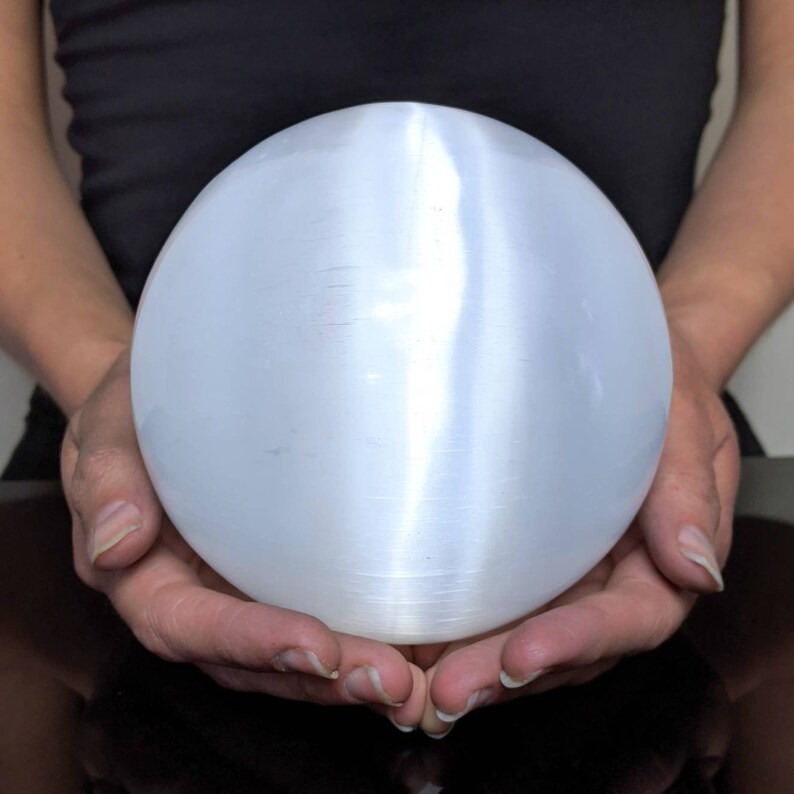 Selenite XXL Sphere 4.5-5 Meditation Satin Spar Crystal Ball Healing Gypsum Reiki Spiritual Crown Chakra Decor Decorating