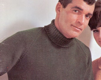 Turtle or Round neck Mens Knitted Pullover. Christmas/Easter/Birthday/Fathers Day/Gift for Men/DIY/PDF/Digital Download