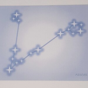 Pisces Constellation Zodiac Sign PDF Instant Download Wall Art Print. Astrology Birthday Signs Wall Decor.
