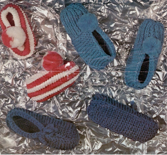 Vintage Knitted Slippers Pattern: DIY Handmade Family Slippers (PDF  Download)
