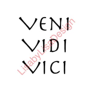Lámina decorativa imprimible "Veni Vidi Vici" / Cita latina de Julio César / Decoración minimalista en blanco y negro / Descarga digital instantánea en PDF