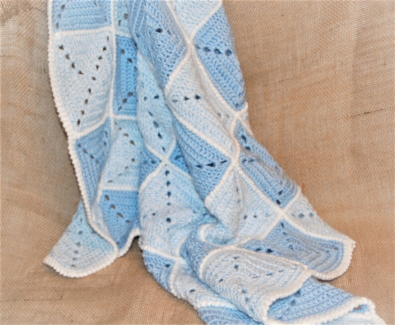 Baby Shower Gift Crochet Baby Blanket Newborn Gift READY TO SHIP Blue Baby Blanket