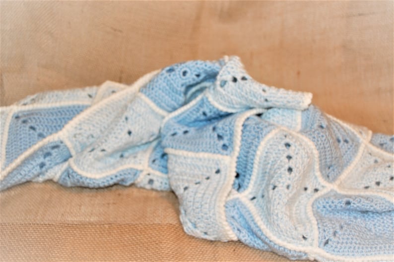 Baby Shower Gift Crochet Baby Blanket Newborn Gift READY TO SHIP Blue Baby Blanket