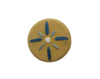 Southwest Star Pin in Blue, Hand Embroidered