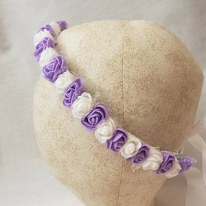White & Purple Rose Flower Crown, Renaissance Flower Crown, Flower Girl Flower Crown, Faerie Flower Crown, Rose Headpiece, Ren Faire
