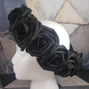 Black Rose Flower Crown, Black Rose Crown, Dark Fairy Crown, All Black Floral Crown, Black Flower Crown, Flower Girl Flower Crown, Gothic