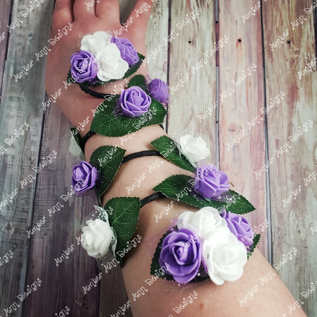 White & Purple Rose Cuff Flower Arm Cuff Fairy Arm Cuff Etsy