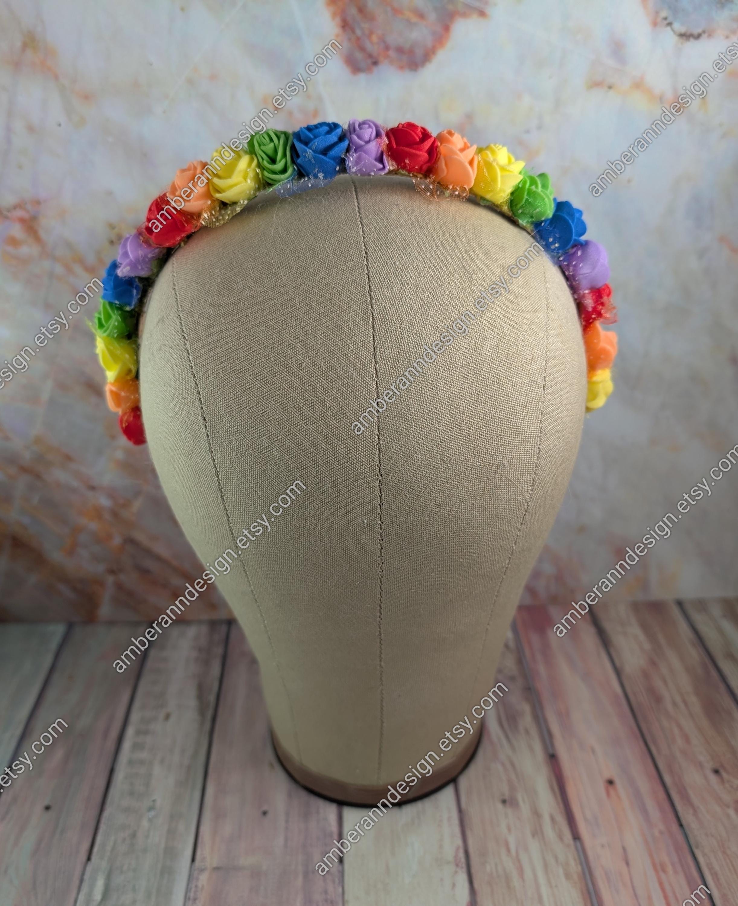 Vintage Rainbow Crown for Unisex for Wedding Pride Prom Party Birthday Halloween Diagonal Stripe Pride Reversible Crown | Eyehunee main image 2