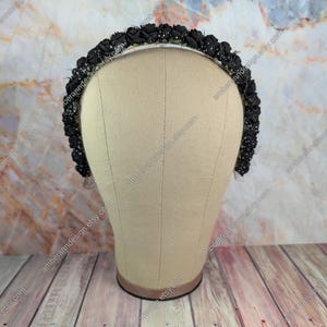 Black Flower Headband, Black Rose Headband, Black Rose Crown, Black Rose Flower Crown, Black Rose Headpiece, Black Flower Girl Headband